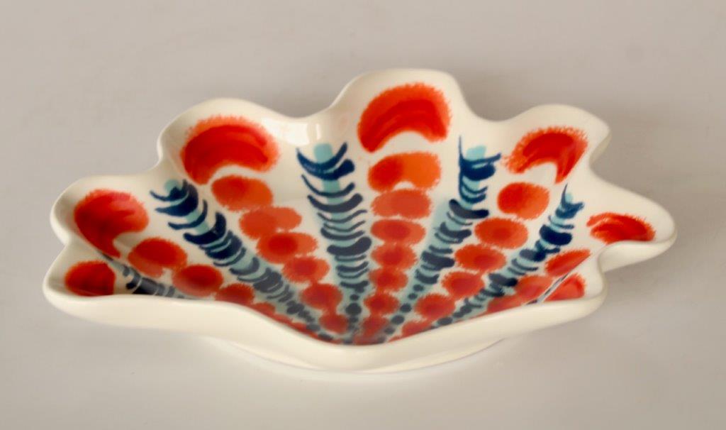 Small Blue & Coral Ceramic Shell Plate